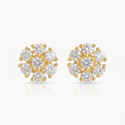 92.5 Silver Gold-Plated Flower Second Studs Pair