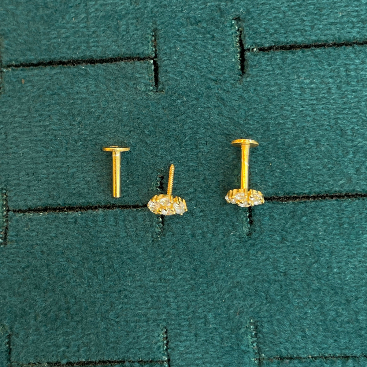 92.5 Silver Gold-Plated Flower Second Studs Pair