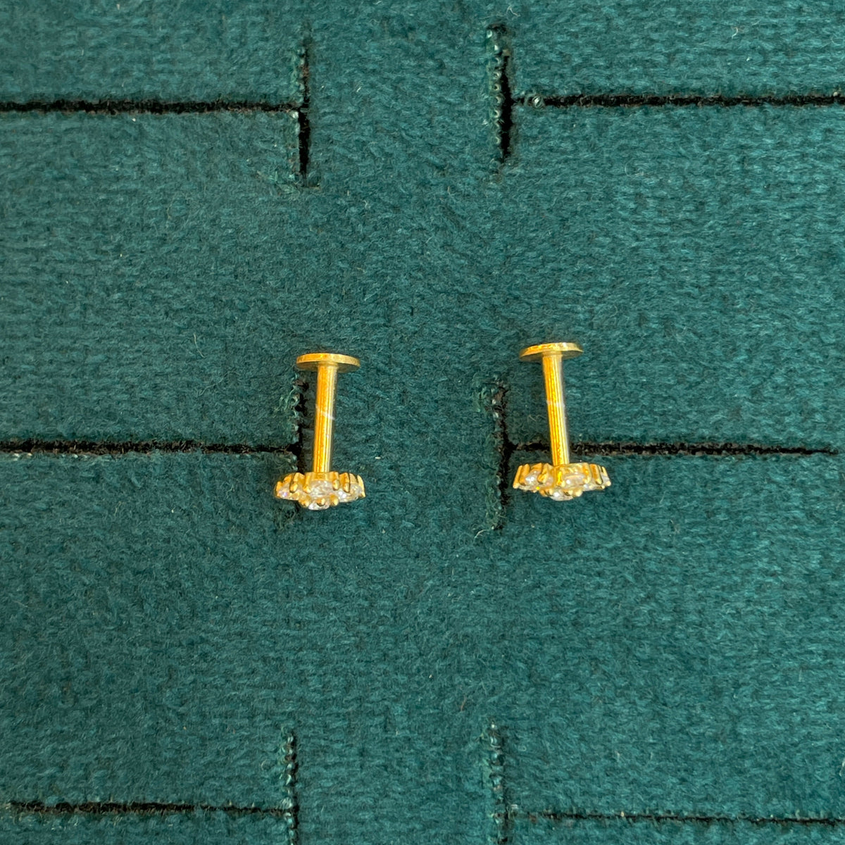 92.5 Silver Gold-Plated Flower Second Studs Pair