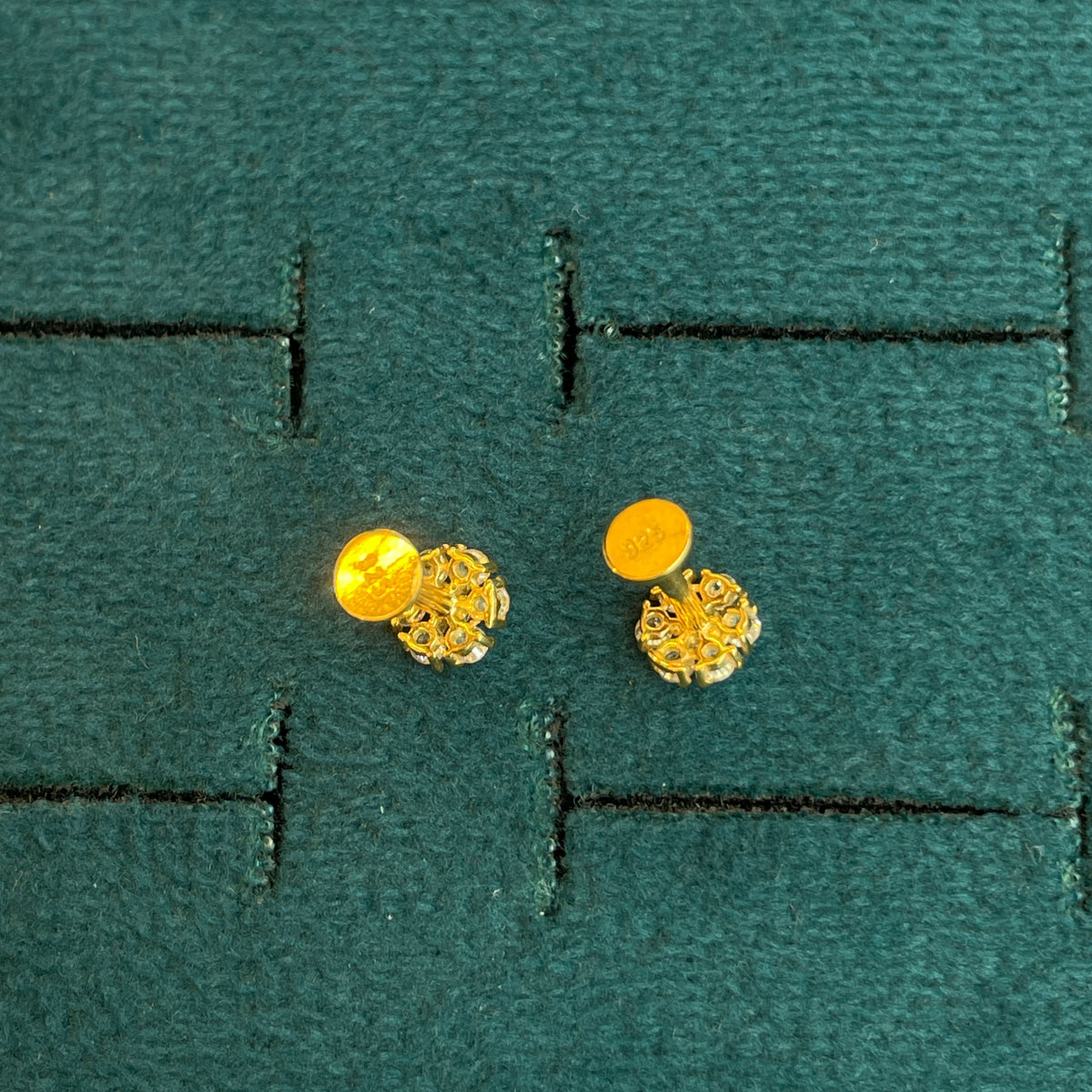 92.5 Silver Gold-Plated Flower Second Studs Pair