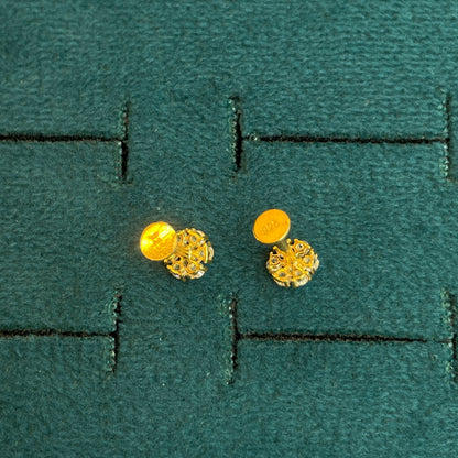 92.5 Silver Gold-Plated Flower Second Studs Pair