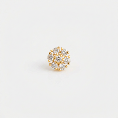 92.5 Silver Gold-Toned White CZ Flower Nose Pin