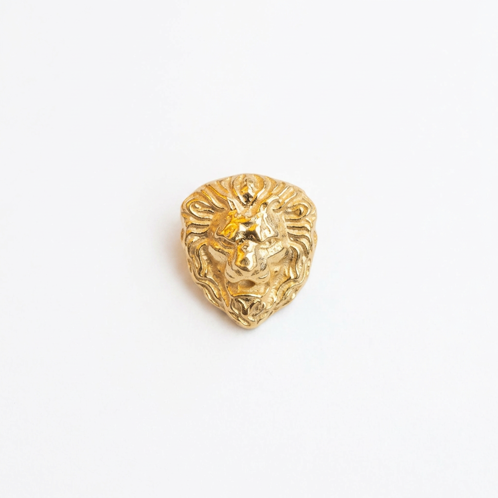 92.5 Silver Gold-Toned Lion Stud for Men - Single Piece
