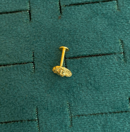 92.5 Silver Gold-Toned Lion Stud for Men - Single Piece