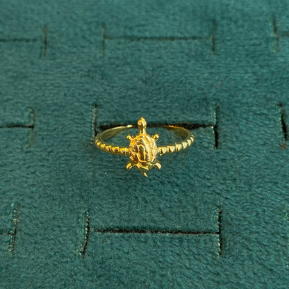 92.5 Silver Gold-Plated Adjustable Tortoise Ring for Women