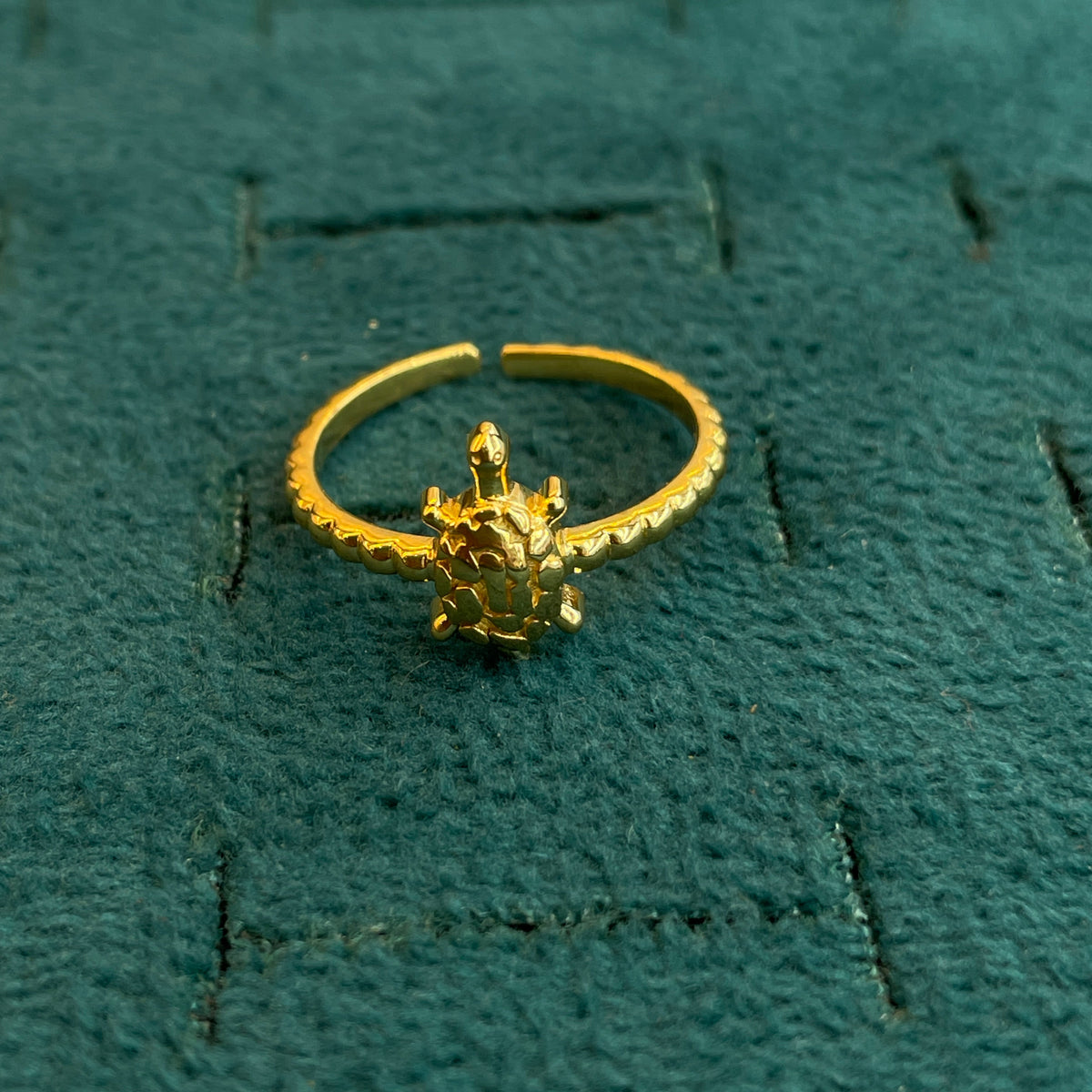 92.5 Silver Gold-Plated Adjustable Tortoise Ring for Women