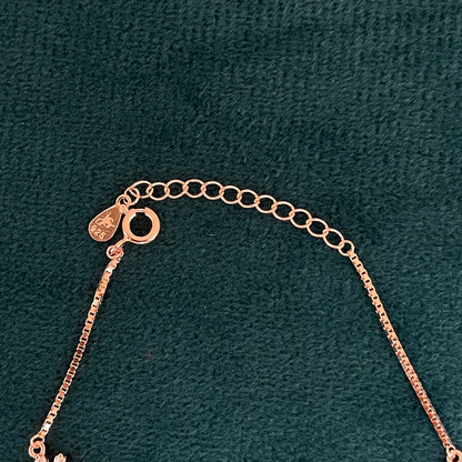 92.5 Silver Rose Gold-Toned CZ Flower Bracelet for Women