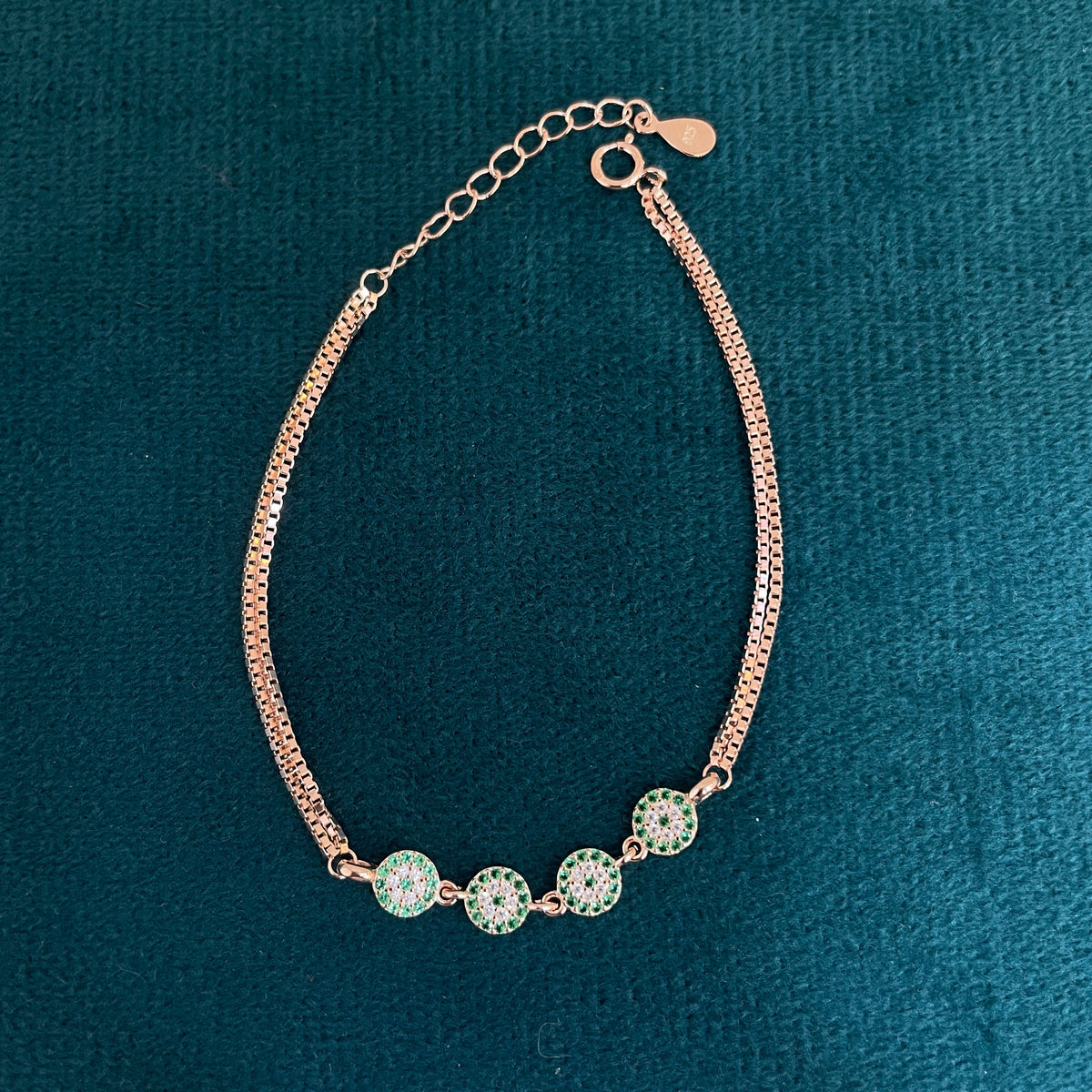 92.5 Silver Rose Gold-Toned CZ Circle Bracelet for Women