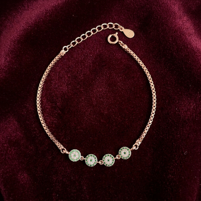 92.5 Silver Rose Gold-Toned CZ Circle Bracelet for Women