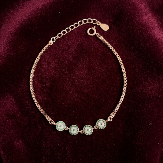 92.5 Silver Rose Gold-Toned CZ Circle Bracelet for Women