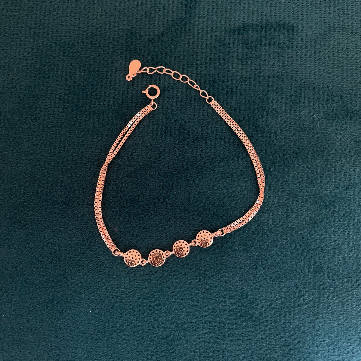 92.5 Silver Rose Gold-Toned CZ Circle Bracelet for Women