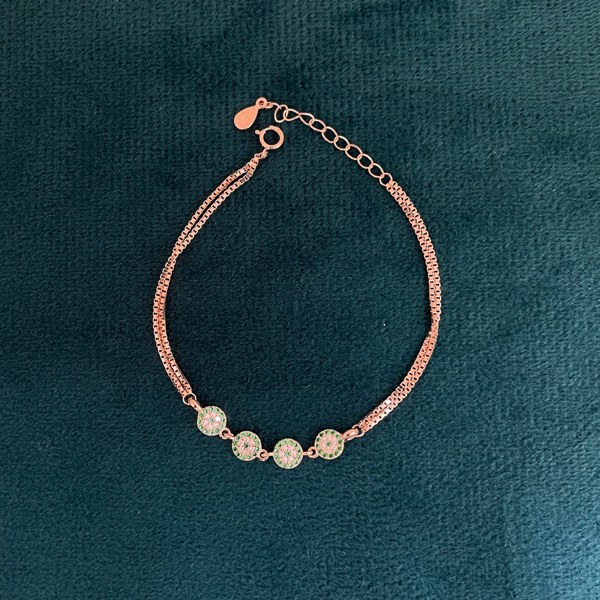 92.5 Silver Rose Gold-Toned CZ Circle Bracelet for Women