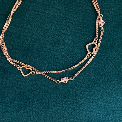 92.5 Silver Rose Gold-Toned Heart Bracelet for Women