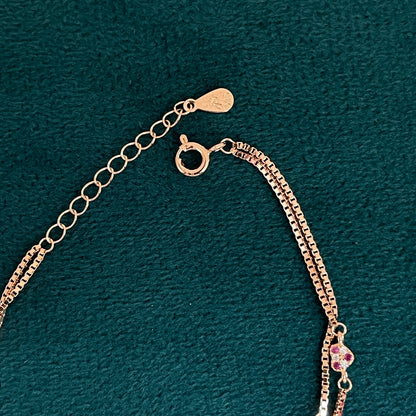 92.5 Silver Rose Gold-Toned Heart Bracelet for Women