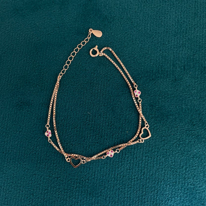 92.5 Silver Rose Gold-Toned Heart Bracelet for Women