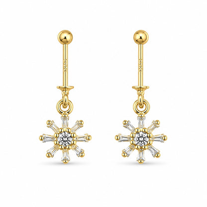 92.5 Silver Gold Plated Sun Flower Bugadi- Pair