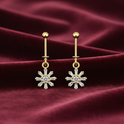 92.5 Silver Gold Plated Sun Flower Bugadi- Pair