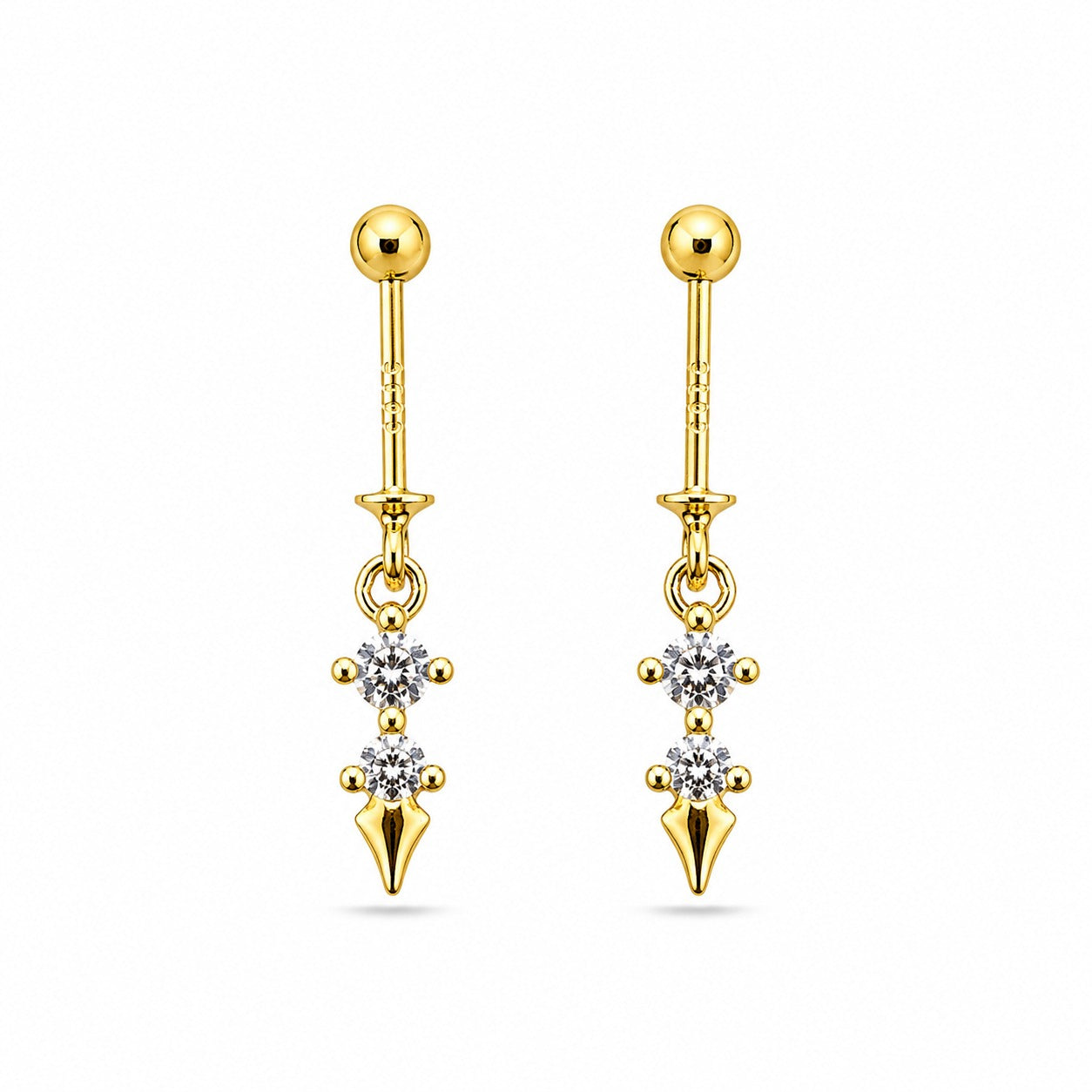 92.5 Silver Gold Plated Dual Stone Bugadi - Pair