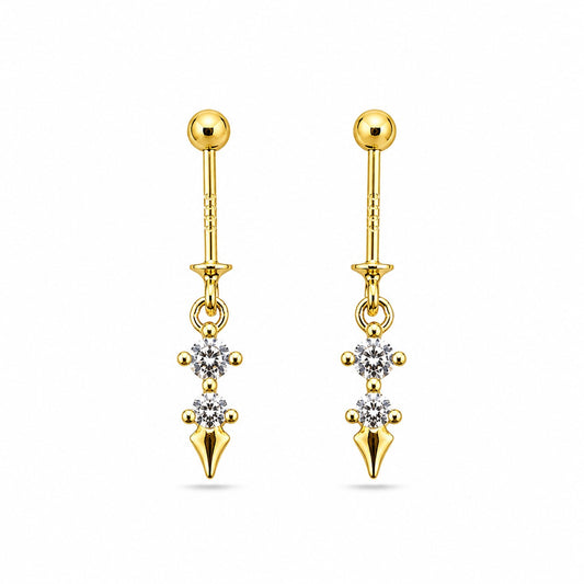 92.5 Silver Gold Plated Dual Stone Bugadi - Pair