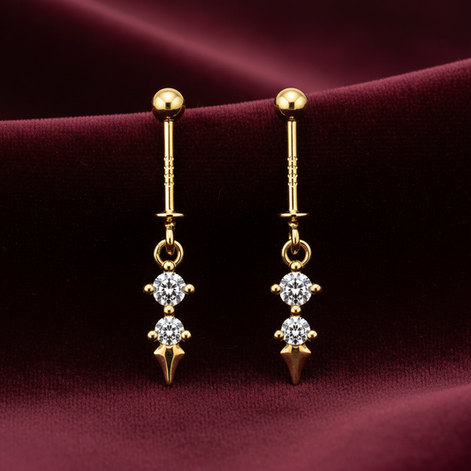 92.5 Silver Gold Plated Dual Stone Bugadi - Pair