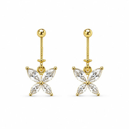 92.5 Silver Gold Plated Butterfly Hanging Bugadi -  Pair