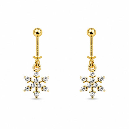 92.5 Silver Gold Plated Snowflake Bugadi - Pair