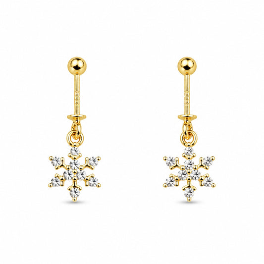 92.5 Silver Gold Plated Snowflake Bugadi - Pair