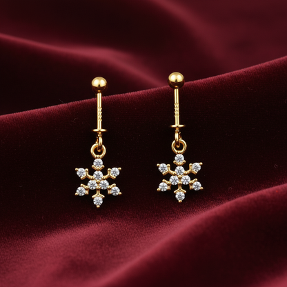 92.5 Silver Gold Plated Snowflake Bugadi - Pair