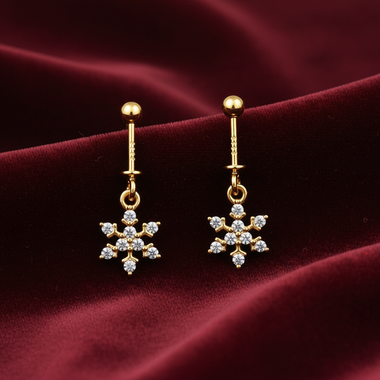 92.5 Silver Gold Plated Snowflake Bugadi - Pair