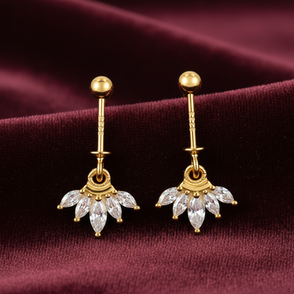 92.5 Silver Gold Plated Five Leaf Hanging Bugadi- Pair