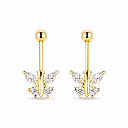 92.5 Silver Gold Plated Tiny Butterfly Bugadi - Pair