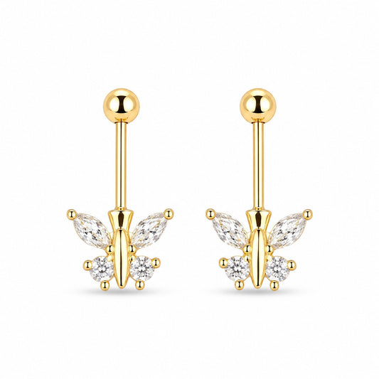 92.5 Silver Gold Plated Tiny Butterfly Bugadi - Pair