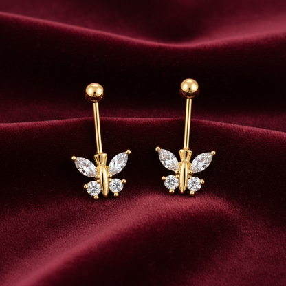 92.5 Silver Gold Plated Tiny Butterfly Bugadi - Pair