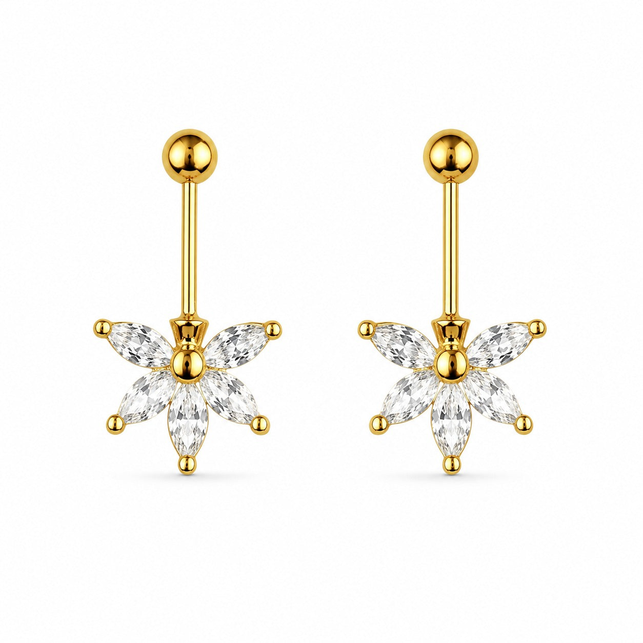 92.5 Silver Gold Plated Five Leaf Star Bugadi Pair | Stylish Unique Design | Jewellery