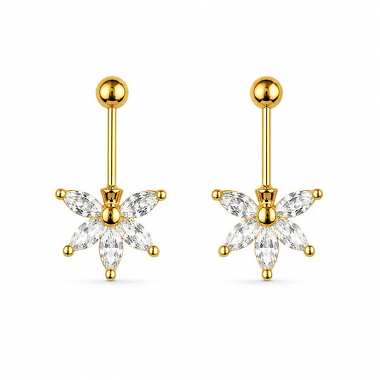 92.5 Silver Gold Plated Five Leaf Star Bugadi Pair | Stylish Unique Design | Jewellery
