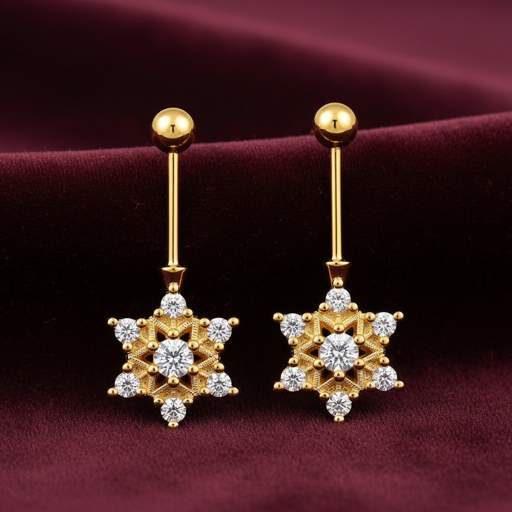 92.5 Silver Star Gold Plated Bugadi | Stylish Elegant Design | Traditional Jewellery - pair