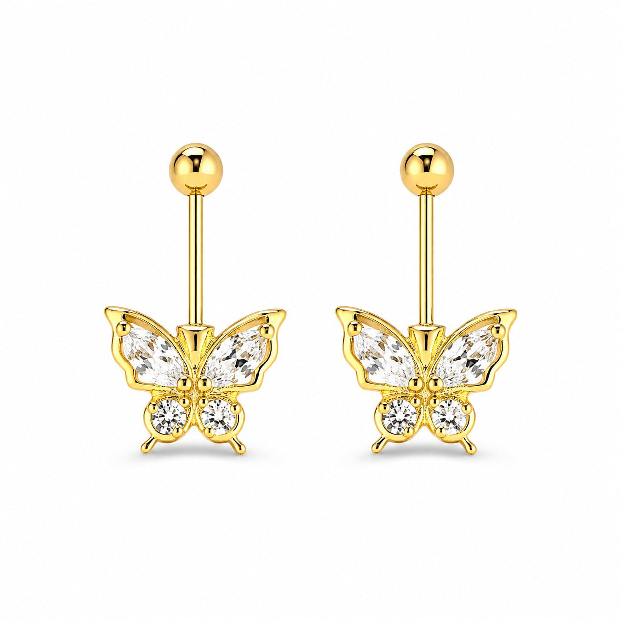 92.5 Silver Gold Plated Butterfly Bugadi Pair | Stylish Delicate Design | Jewellery