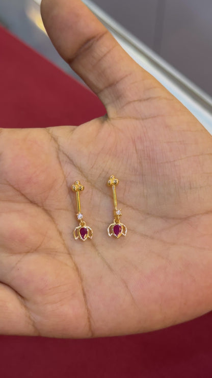 92.5 Silver Gold Plated Lotus Temple Bugadi - Pair