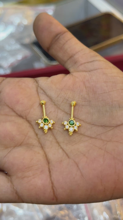 92.5 Silver Multicolor Reversible Temple Bugadi (Pair) | Dual Style Design | Jewellery