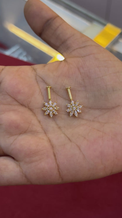 925 Silver Gold Plated 8 Petal Bugadi Pair