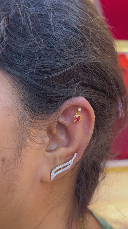 92.5 Silver Gold Plated Pink Lotus Bugadi Pair | Traditional Elegant Design | Jewellery