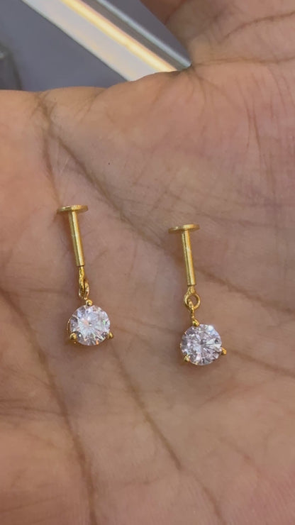 92.5 Silver Gold Plated Dangler Bugadi Pair