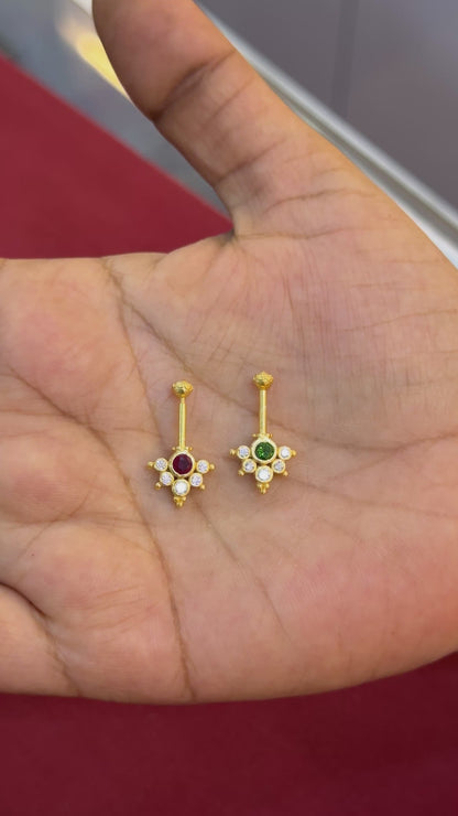 92.5 Silver Multicolor Reversible Temple Bugadi (Pair) | Dual Style Design | Jewellery