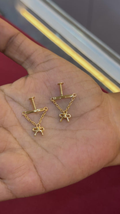 92.5 Silver Gold Plated Bow Bugadi - Pair