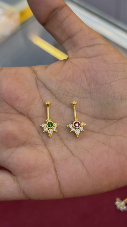92.5 Silver Multicolor Reversible Temple Bugadi (Pair) | Dual Style Design | Jewellery