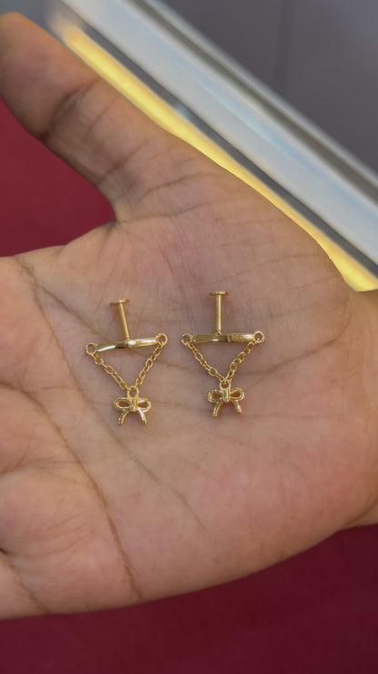 92.5 Silver Gold Plated Bow Bugadi - Pair