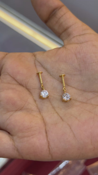 92.5 Silver Gold Plated Dangler Bugadi Pair