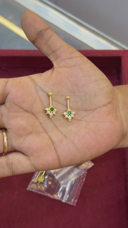 92.5 Silver Multicolor Reversible Temple Bugadi (Pair) | Dual Style Design | Jewellery