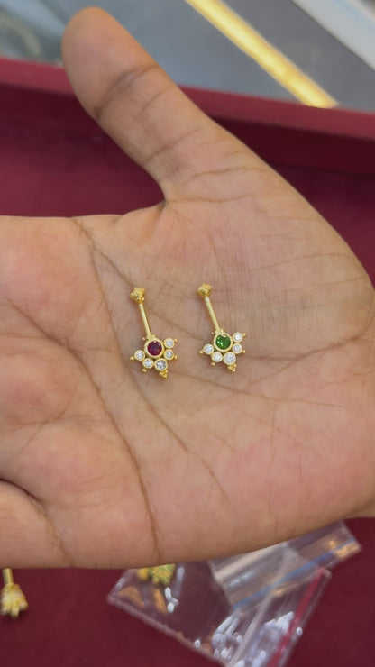 92.5 Silver Multicolor Reversible Temple Bugadi (Pair) | Dual Style Design | Jewellery