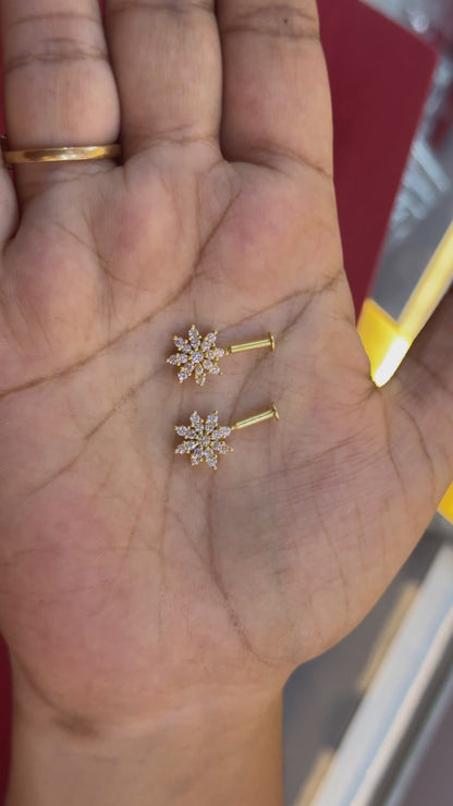 925 Silver Gold Plated 8 Petal Bugadi Pair